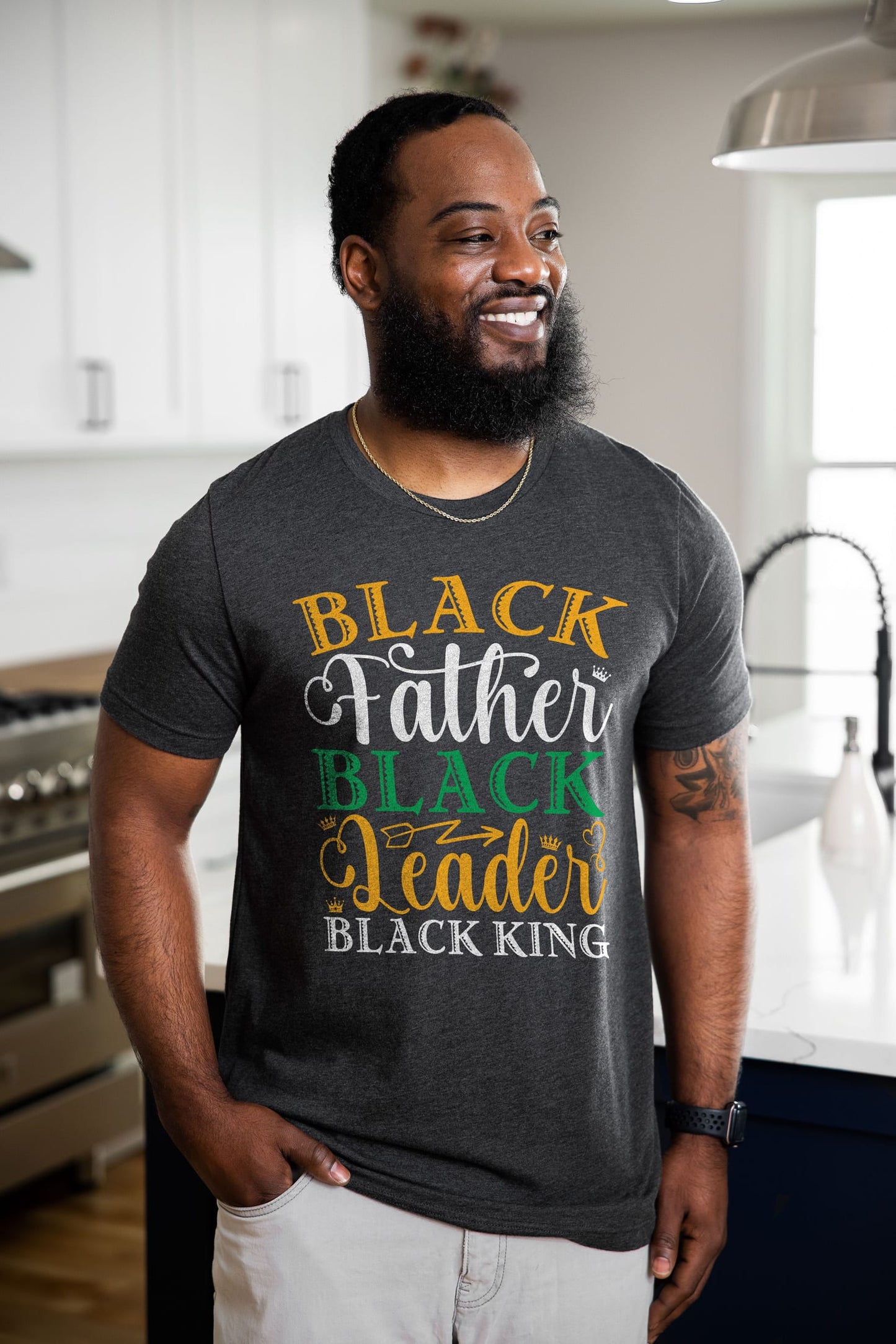 *Black Father T Shirt - Black Father Black Leader Shirt